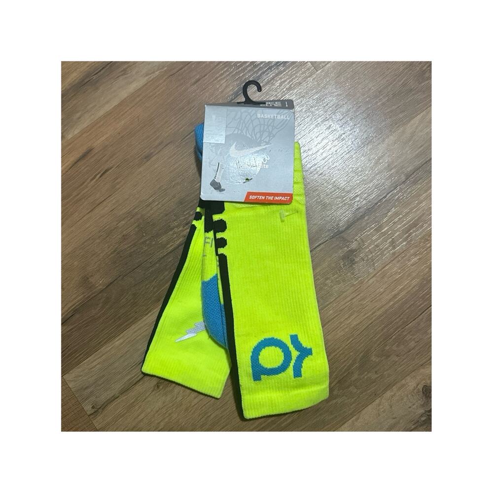 2013 Nike KD Hyper Elite Cushioned Basketball Dri-Fit Volt Blue Crew Socks